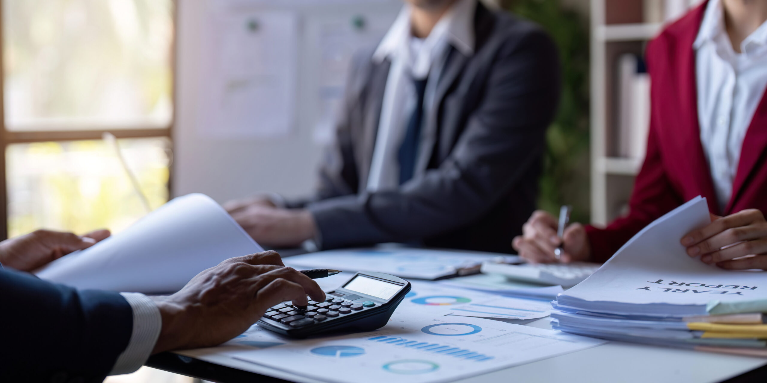 Side-by-side workplace comparison showing a tax consultant vs accountant reviewing files. 