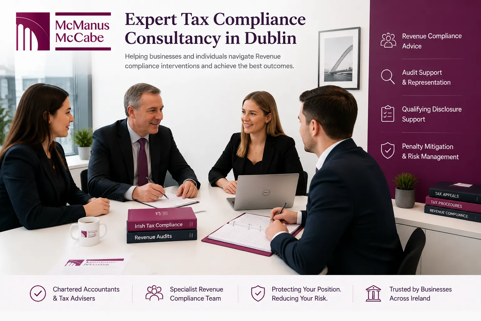 The team at McManus McCabe Chartered Accountants providing tax compliance consultancy in Dublin.